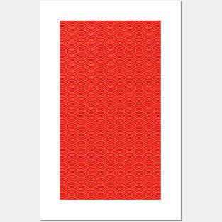 Japanese Seigaiha Gold and Red Pattern Posters and Art